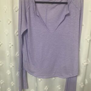 Free People Lavender Long Sleeve Tee